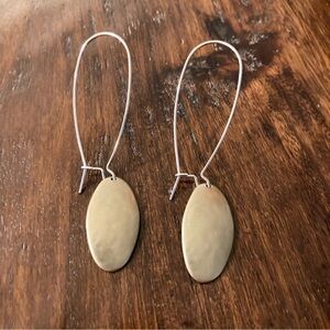 Sterling Silver and Hammered Gold Mixed Metal Drop Earrings
